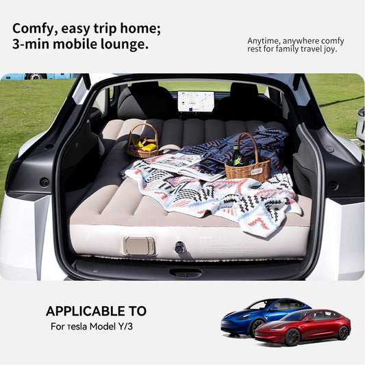 Tesla Model Y Inflatable Camping Mattress – Self-Inflating Travel Bed for Car Camping