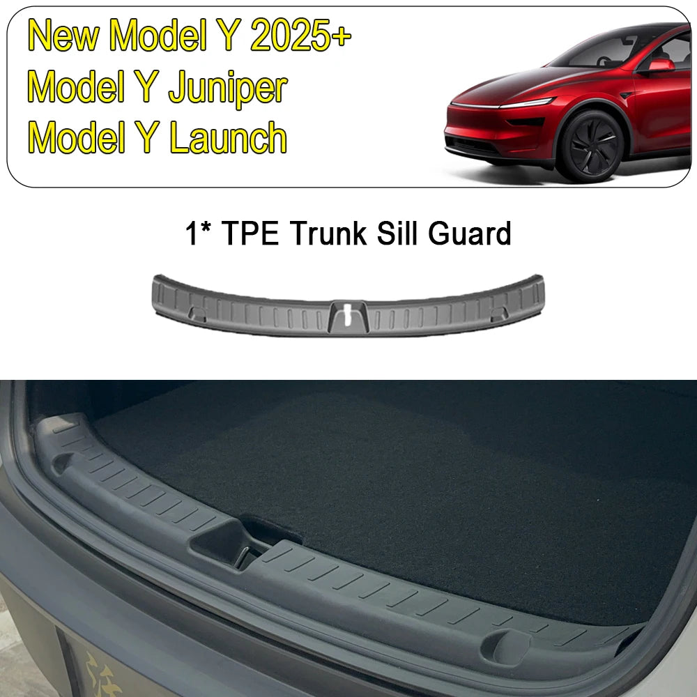 Tesla Model Y Juniper & Model 3 Highland Trunk Sill Guard – Rear Bumper Protector Cargo Mat (2024–2025)