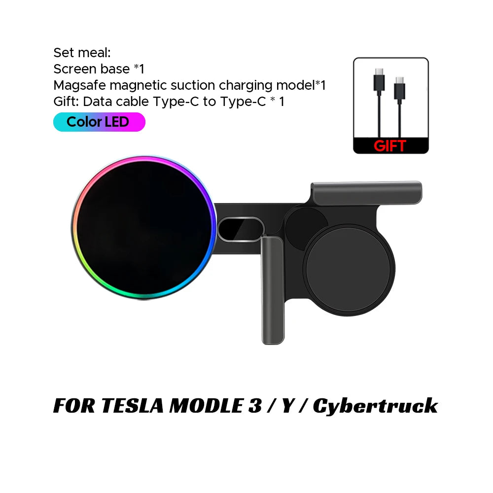 Tesla Model 3/Y Highland & Model Y 2025 Magnetic Car Phone Mount – 15W Magsafe Wireless Charger