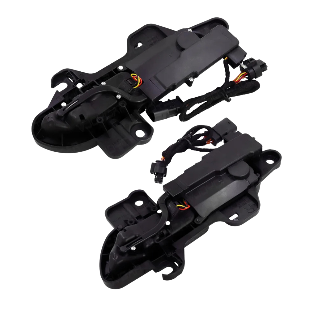 Close-up real product parts of Tesla wireless auto LED door handle assembly for Model 3 and Model Y