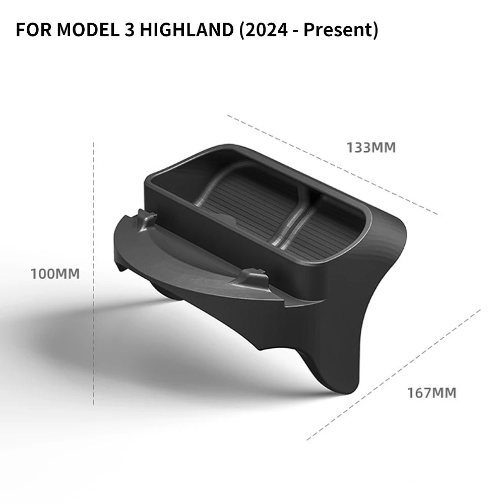 Dimensions of Tesla Model 3 Highland 2024 steering wheel storage box – 167mm x 133mm x 100mm