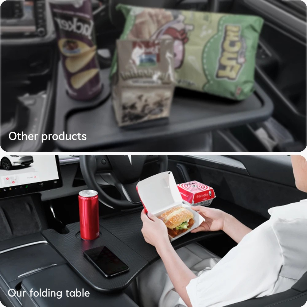Tesla Model 3/Y Steering Wheel Table – Portable Car Desk for Laptop, Food & Travel (2022–2024)