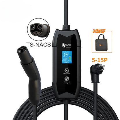 Portable EV Charger 3.5kW TS-NACS Plug with LCD Screen – Travel & Home Charging for Tesla