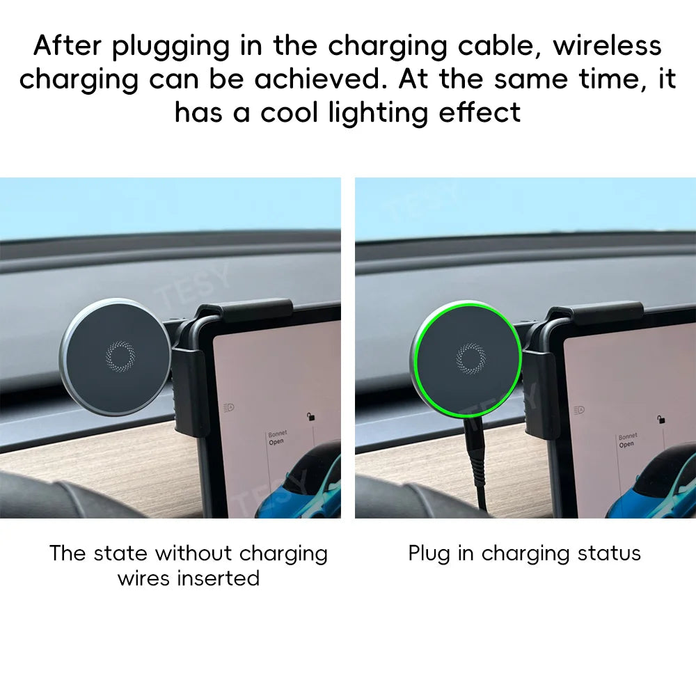 Tesla Model 3/Y Highland & Model Y 2025 Magnetic Car Phone Mount – 15W Magsafe Wireless Charger