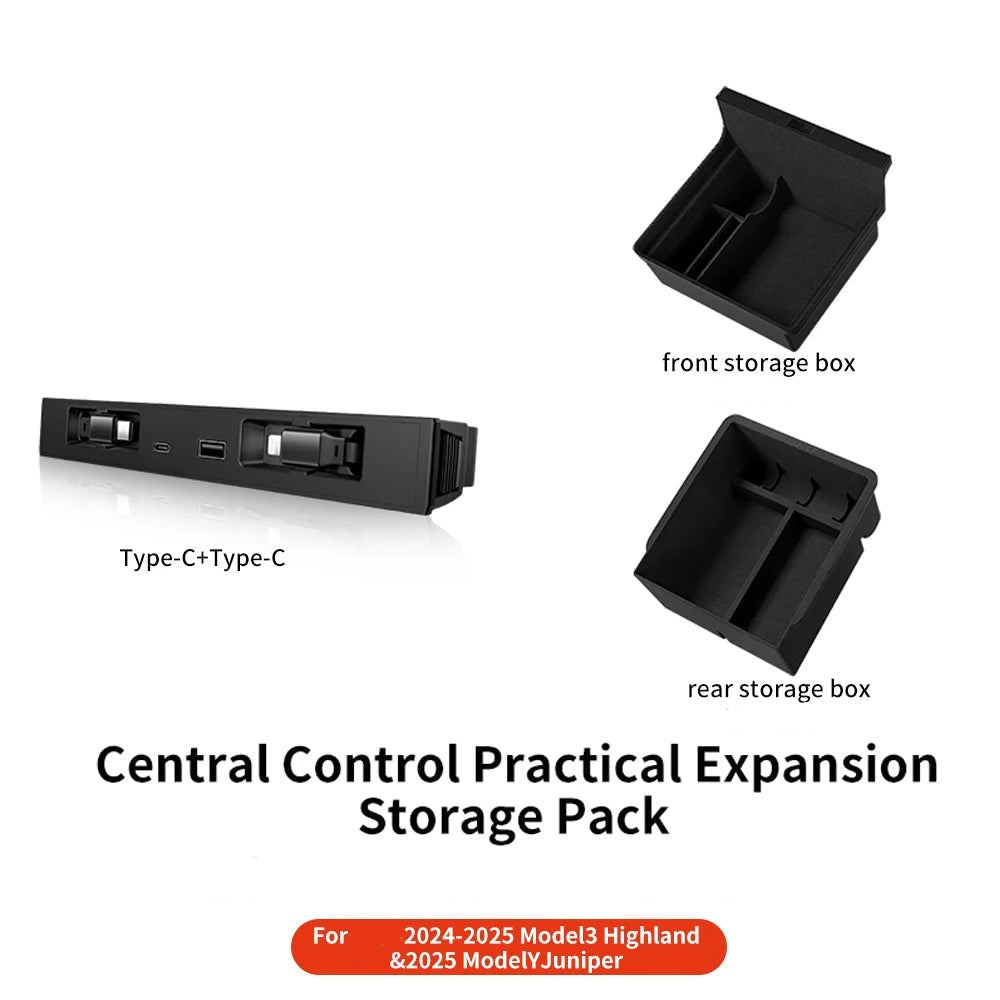 Tesla Model 3/Y Highland 2025 – 45W Fast Charging Console Expansion Dock with USB Hub