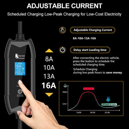 Portable EV Charger 3.5kW TS-NACS Plug with LCD Screen – Travel & Home Charging for Tesla