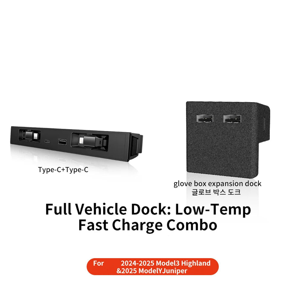 Tesla Model 3/Y Highland 2025 – 45W Fast Charging Console Expansion Dock with USB Hub