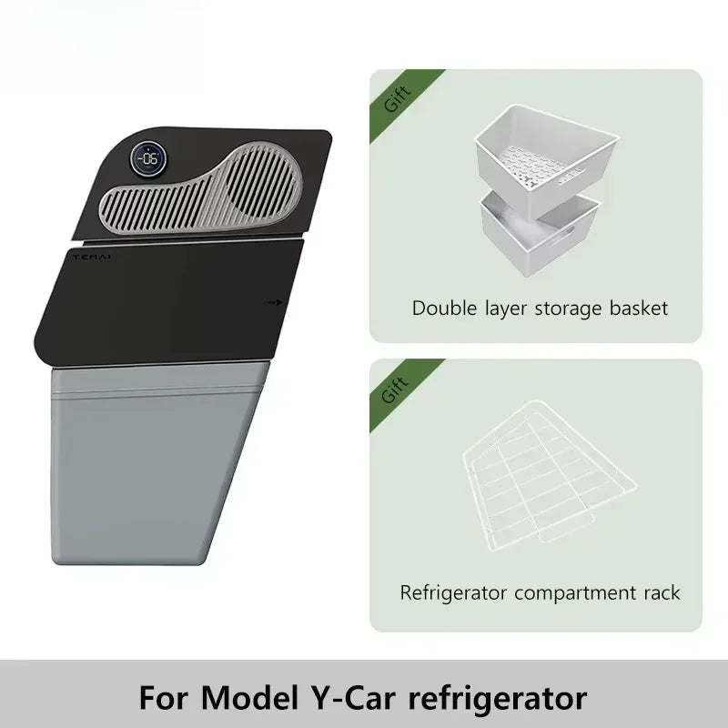 Tesla Model Y Car Refrigerator – 16L Portable Car Freezer with Adjustable Temperature & AI Control