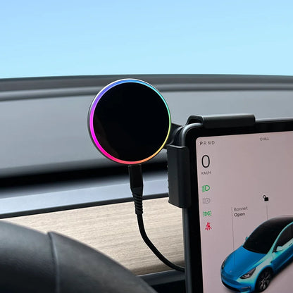 Tesla Model 3/Y Highland & Model Y 2025 Magnetic Car Phone Mount – 15W Magsafe Wireless Charger