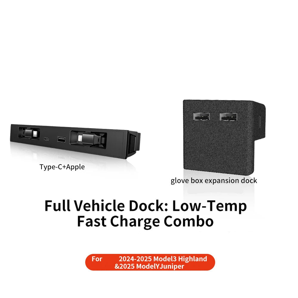 Tesla Model 3/Y Highland 2025 – 45W Fast Charging Console Expansion Dock with USB Hub