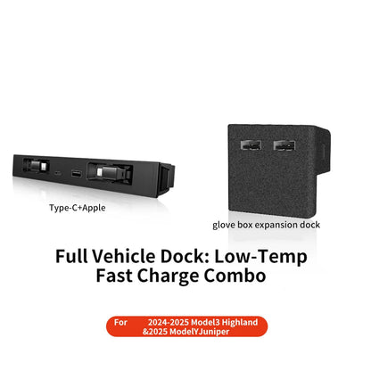 Tesla Model 3/Y Highland 2025 – 45W Fast Charging Console Expansion Dock with USB Hub