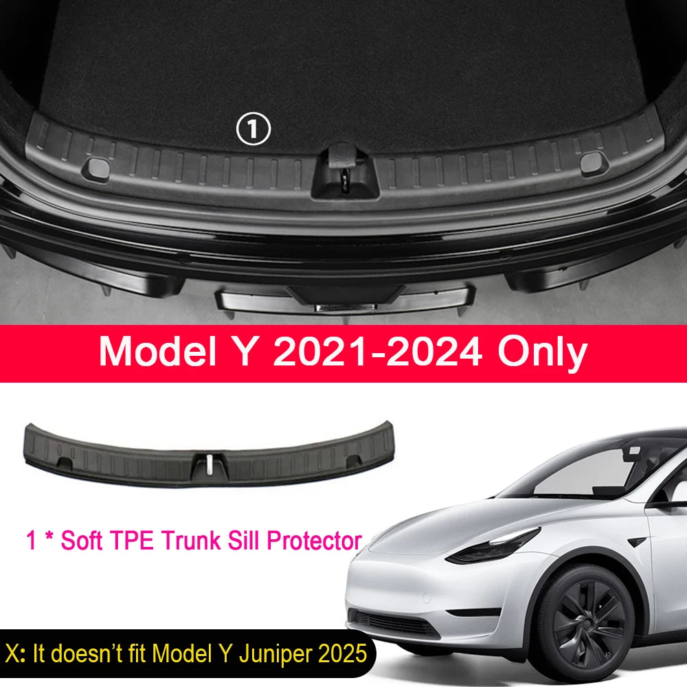 Tesla Model Y Juniper & Model 3 Highland Trunk Sill Guard – Rear Bumper Protector Cargo Mat (2024–2025)