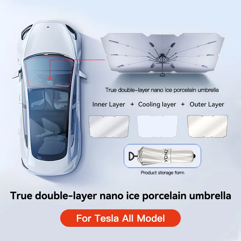 Tesla Model 3 & Y Highland 2021–2025 Magnetic Sunshade | Glass Roof & Sunroof Skylight Cover