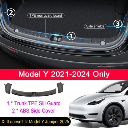 Tesla Model Y Juniper & Model 3 Highland Trunk Sill Guard – Rear Bumper Protector Cargo Mat (2024–2025)
