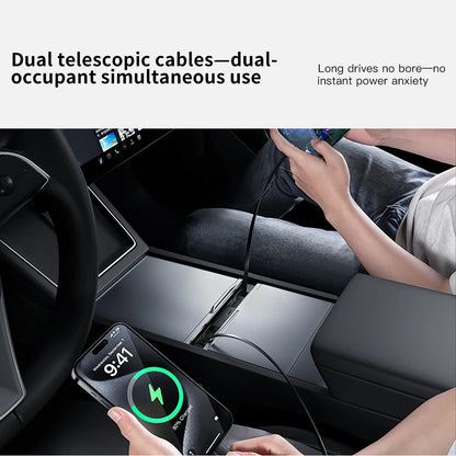 Tesla Model 3/Y Highland 2025 – 45W Fast Charging Console Expansion Dock with USB Hub