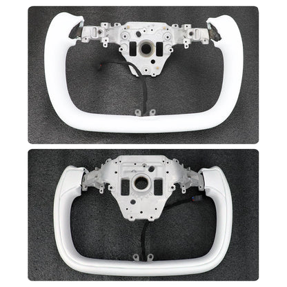 Tesla Model Y (2025 Juniper) Heated Yoke Steering Wheel – Racing Style Leather Customized Handle