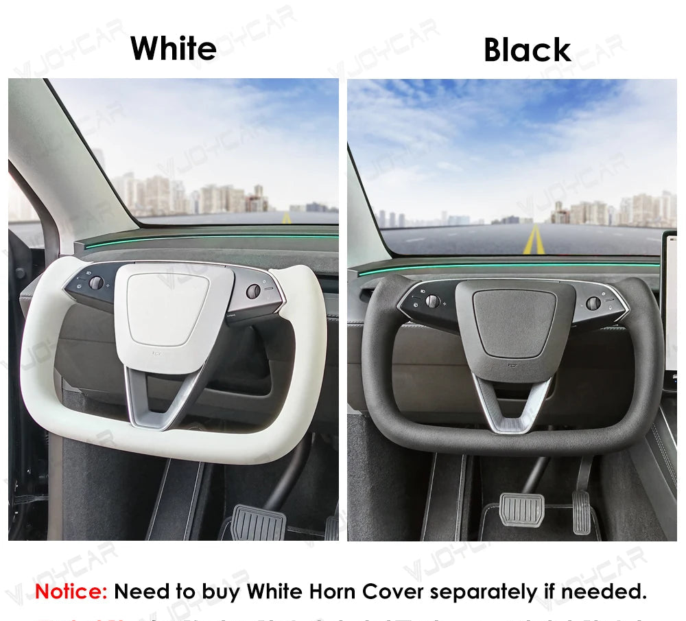 Tesla Model Y (2025 Juniper) Heated Yoke Steering Wheel – Racing Style Leather Customized Handle