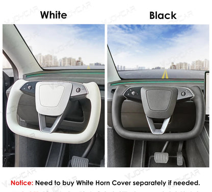 Tesla Model Y (2025 Juniper) Heated Yoke Steering Wheel – Racing Style Leather Customized Handle