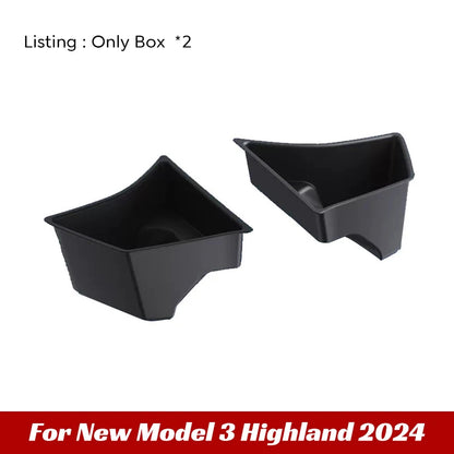Pair of Tesla Model 3 Highland 2024 trunk side storage boxes without lids