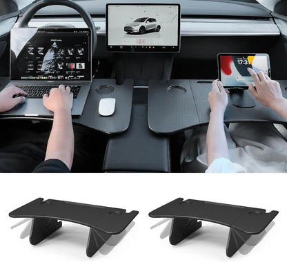 Tesla Model 3/Y Steering Wheel Table – Portable Car Desk for Laptop, Food & Travel (2022–2024)