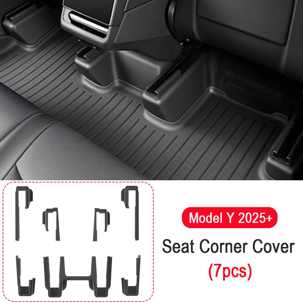 Tesla Model Y (2021–2025) Under Seat Corner Guard – TPE Slide Rail Protector Cover (Anti-Kick & Scratch-Resistant)