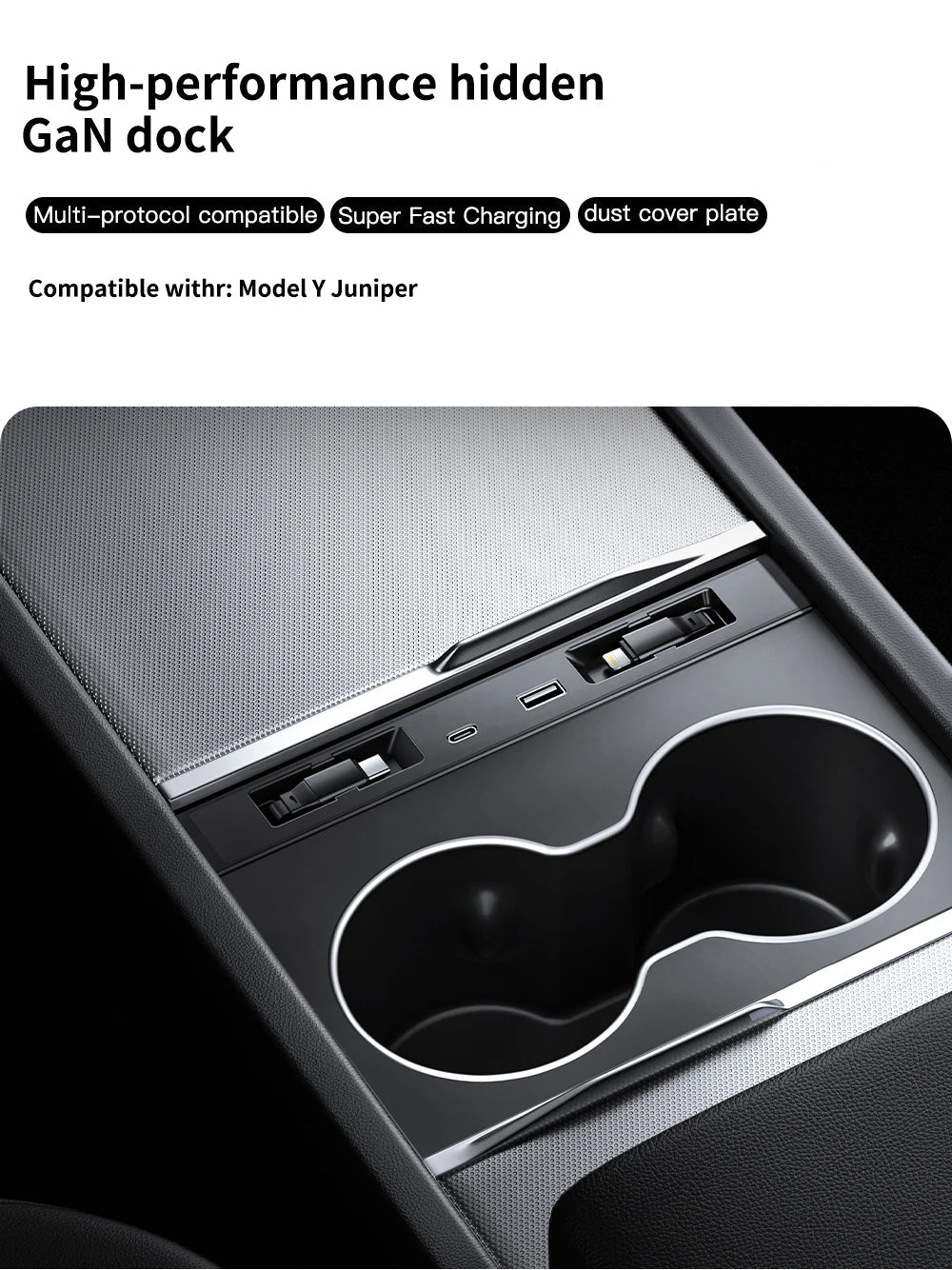 Tesla Model 3/Y Highland 2025 – 45W Fast Charging Console Expansion Dock with USB Hub
