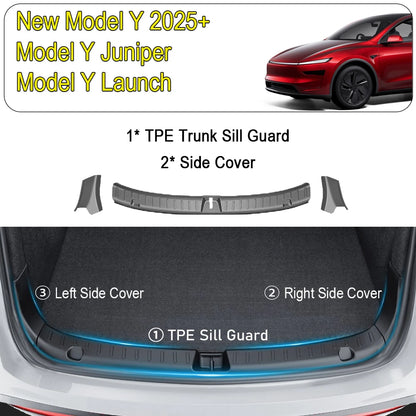 Tesla Model Y Juniper & Model 3 Highland Trunk Sill Guard – Rear Bumper Protector Cargo Mat (2024–2025)