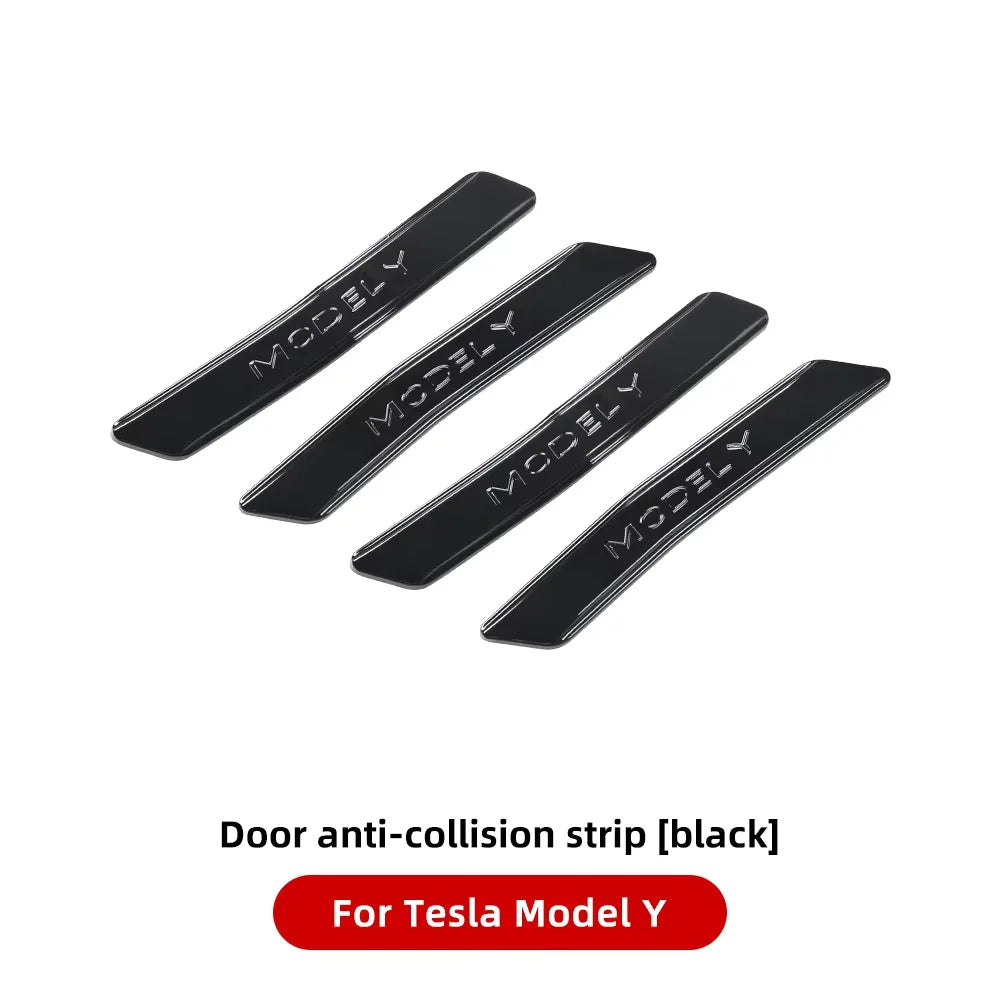 Set of 4 black door anti-collision strips for Tesla Model 3 and Model Y – glossy ABS protective trim for Highland & Juniper models