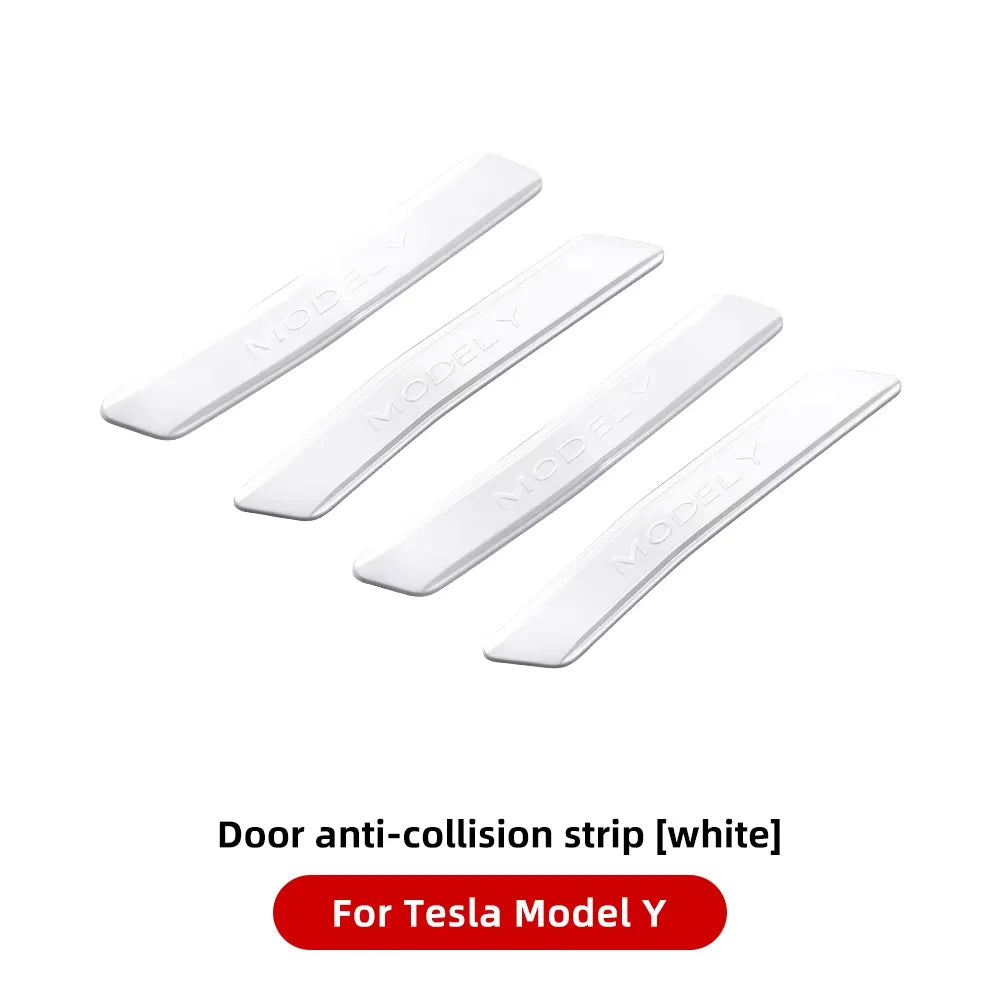 Set of 4 white door anti-collision strips for Tesla Model 3 and Model Y – clean ABS protective trim for Highland & Juniper models