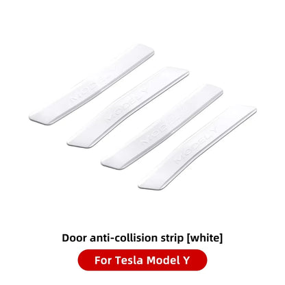 Set of 4 white door anti-collision strips for Tesla Model 3 and Model Y – clean ABS protective trim for Highland & Juniper models