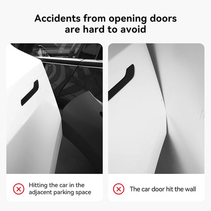Example of door collision risk – Tesla Model 3 and Model Y doors hitting adjacent car or wall without edge protection