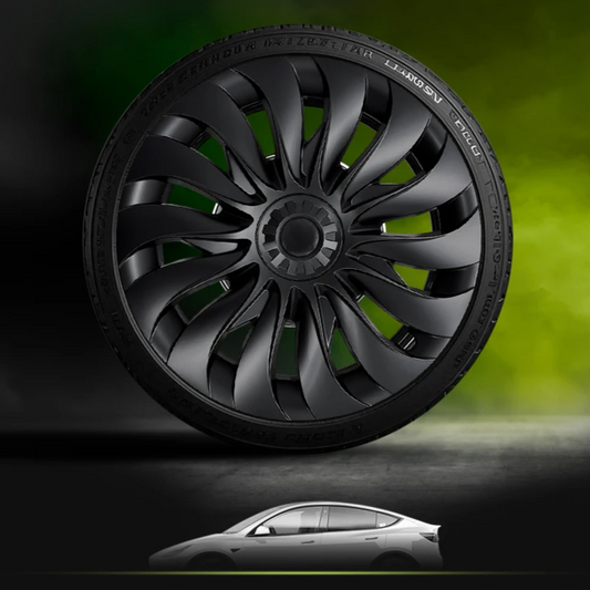 Tesla Model 3 Highland 2023–2025 18-inch storm style wheel cover – matte black hubcap accessory