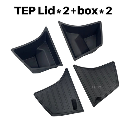 Tesla Model 3 Highland trunk side storage box set with two TPE lids and two boxes