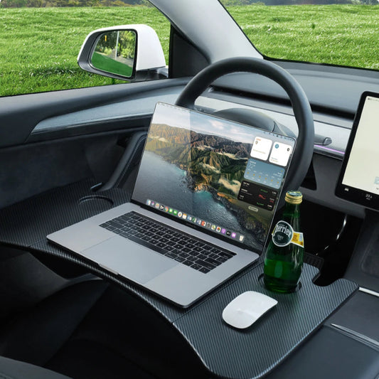 Portable steering wheel table desk for Tesla Model 3 and Model Y – laptop tray, food tray, and travel accessory