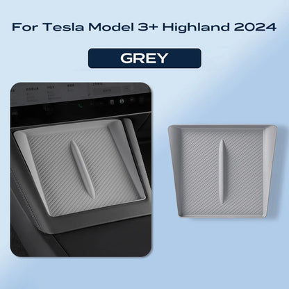 Tesla Model 3 Highland 2024 grey silicone center console storage box with wireless charging pad