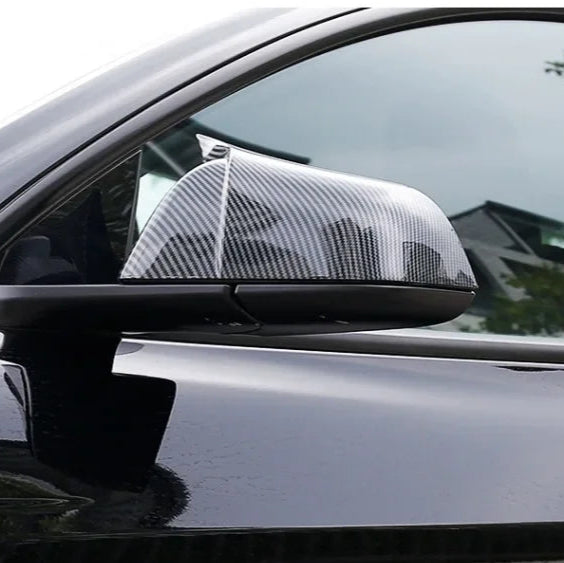 Tesla Model 3/Y Side Mirror Cover – Carbon Fiber Style Exterior Protector