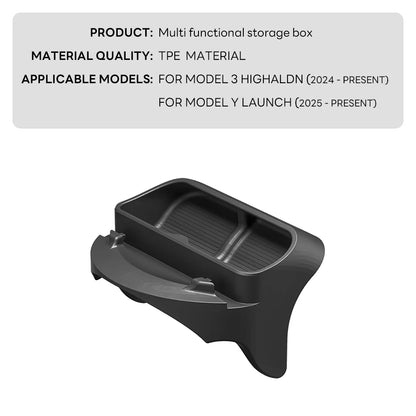 Tesla Model Y 2025 and Model 3 Highland 2024 steering wheel storage box – multifunctional TPE material specs