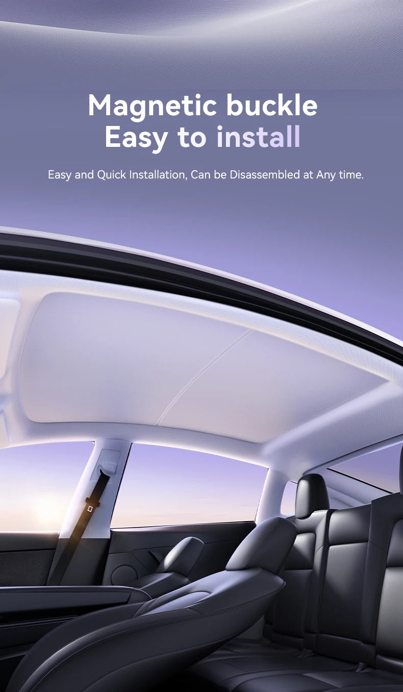 Tesla Model 3 and Model Y sunshade with magnetic buckle, easy to install and remove at any time
