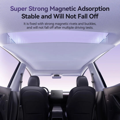 Tesla Model 3 and Model Y Highland magnetic sunshade for glass roof and skylight, UV protection and heat reduction